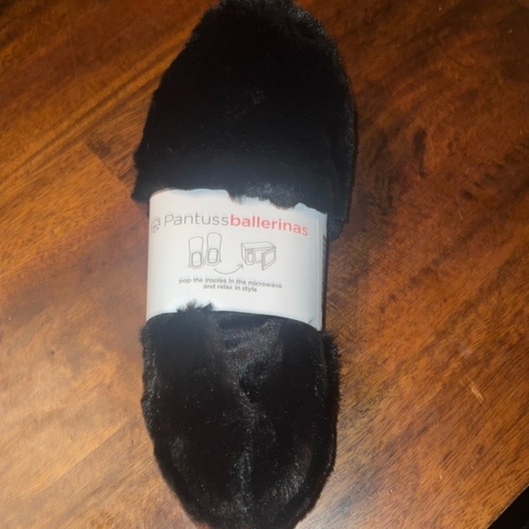 Pantuss‎ Ballerinas Black Indoor Slippers Microwaveable Insole Size M - Picture 1 of 7